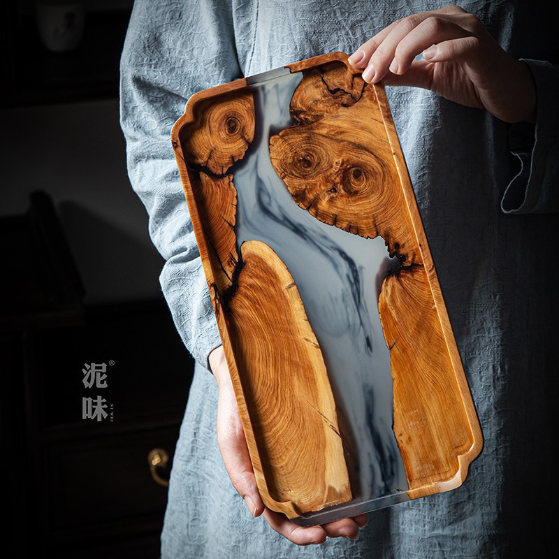 Nampan Teh Gaya Zen Jepang dar - Resin Art Wooden Tray ulasan dan harga