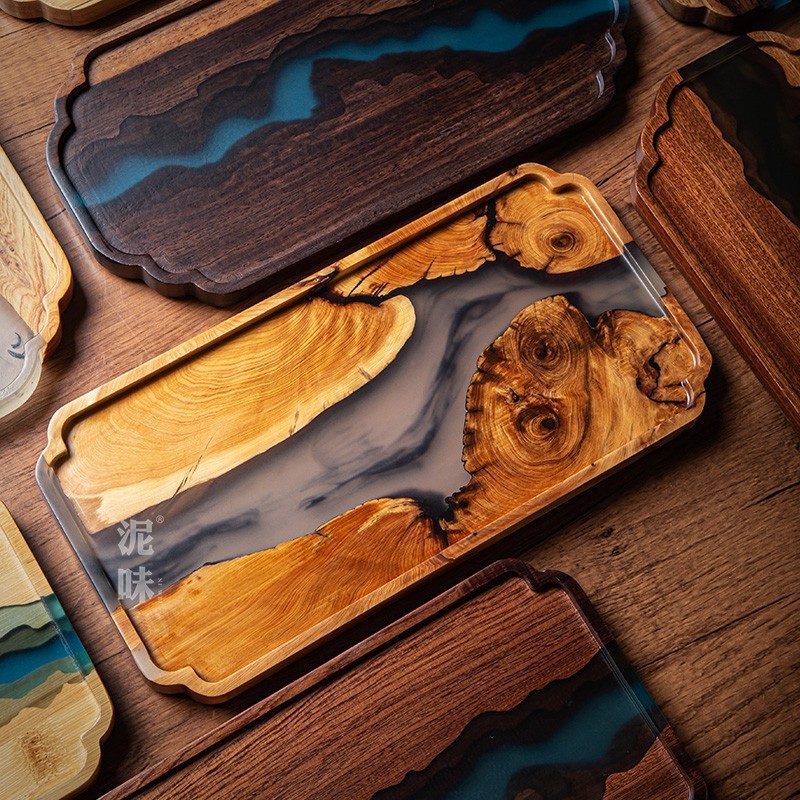 Nampan Teh Gaya Zen Jepang dar - Resin Art Wooden Tray ulasan dan harga