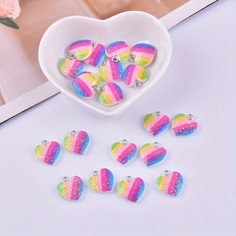 10 Buah Liontin Resin Hati War - Resin Art Accessories ulasan dan harga