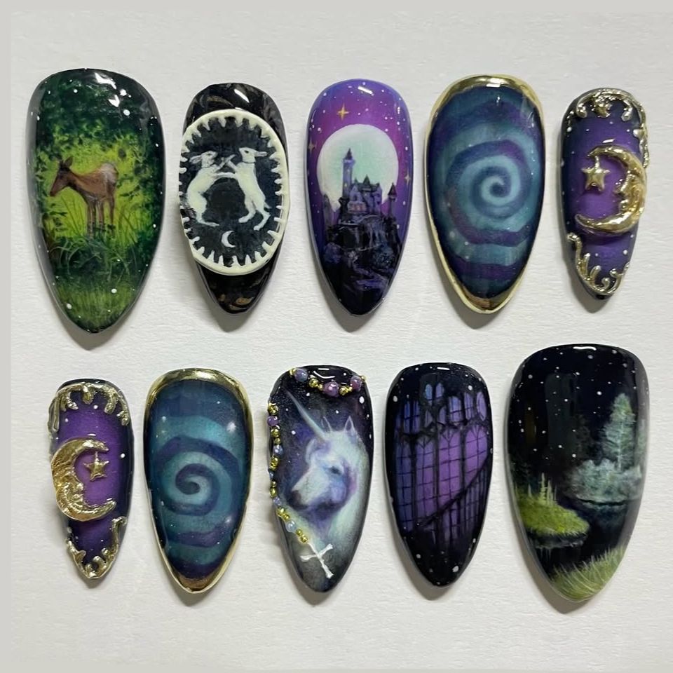 24 Buah Kuku Palsu Gaya Pedesa - Resin Art Ocean ulasan dan harga