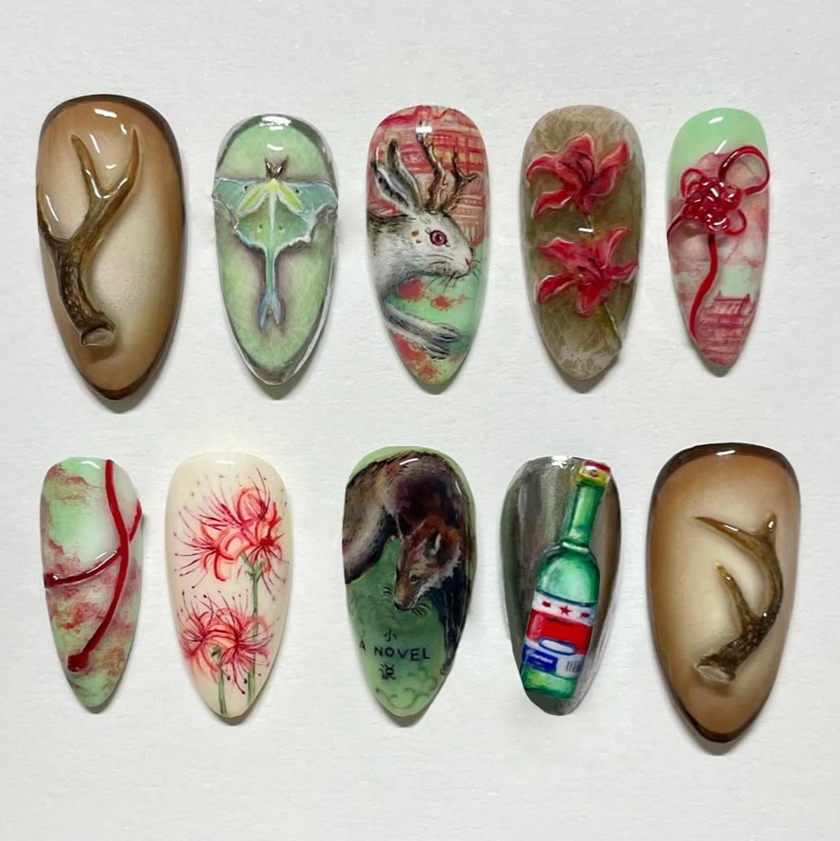 24 Buah Kuku Palsu Gaya Pedesa - Resin Art Ocean ulasan dan harga